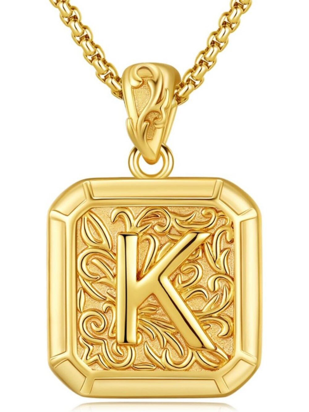Large Initial Pendant Necklace A-Z in Silver & 14K Gold Plated - Customizable